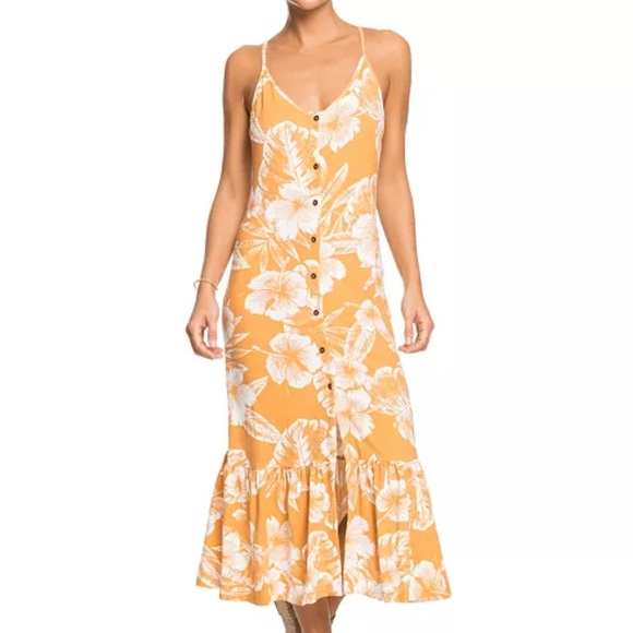 Roxy Seaside State Printed Midi Dress medium - Picture 1 of 6